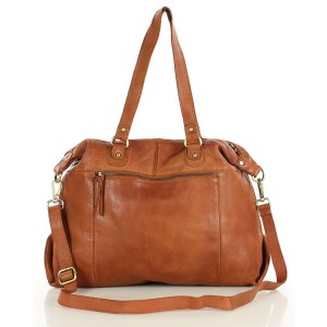 11A. Praktische Bowlingtasche Schultertasche für Damen im Schwarz & Braun aus echtem italienischen Leder